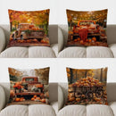 Autumn Blue Truck with Pumpkins Pillow Cover by Axyaa for Sofa Bedroom Car