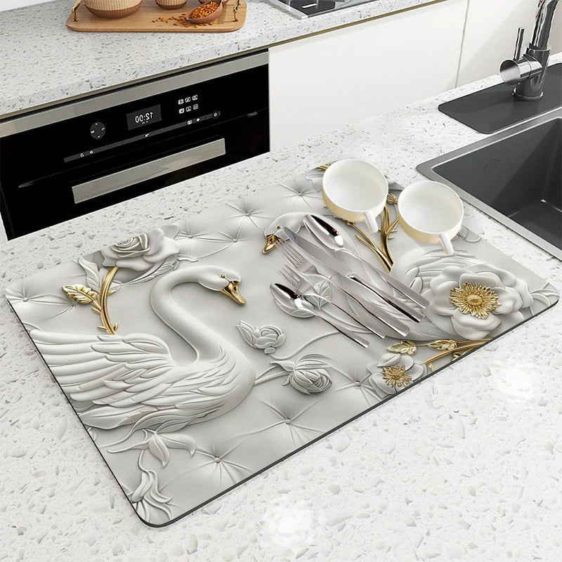 Axyaa Kitchen Absorbent Draining Mat - Quick Dry Dish Drying & Bathroom Pad