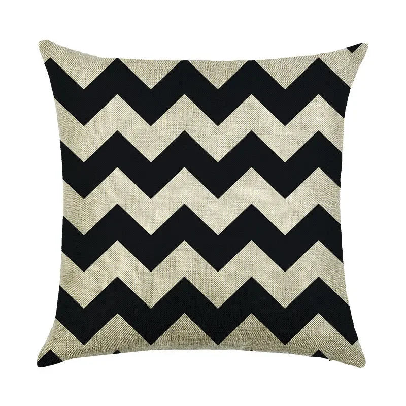 Axyaa Abstract Geometry Linen Pillowcase 45*45cm Square Home Sofa Decor Cover
