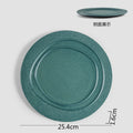 Axyaa Wood Grain Ceramic Steak Pasta Dessert Circular Plate Set