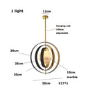 Axyaa Gold Marble Chandelier, Adjustable Round Ceiling Light for Villa Hotel