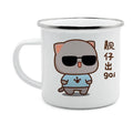 Axyaa Cat Enamel Coffee Mug - Unique Funny Tea Cup for Travel and Home
