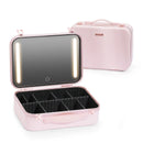 Axyaa LED Makeup Case with Mirror - Portable Beauty Organizer, 3 Light Settings