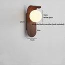 Axyaa Amber Glass Wood Bedside LED Wall Lamp Vintage Bedroom Retro Design