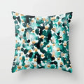 Teal Blue Flower Leaves Pattern Pillow Case for Home Decor by Axyaa
