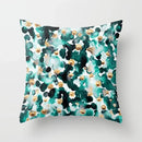 Teal Blue Flower Leaves Pattern Pillow Case for Home Decor by Axyaa