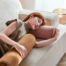 Axyaa Velvet Bolster Pillow - Corded Edge, Removable Cover - Cylindrical Neck Roll - 17.5x56cm
