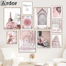 Axyaa Paris Tower Rose Flowers Motorbike Architecture Canvas Wall Art Nordic Poster