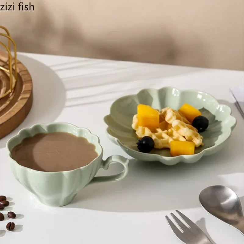 Axya Ceramic Coffee Cup Set | Solid Color Tea Cups | Breakfast & Water Mugs