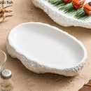 Axyaa Rock Texture Fish Oval Plate Set Molecular Cuisine Tableware