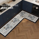 Axyaa Retro Floral Pattern Kitchen Carpet - Non-slip Waterproof Rug