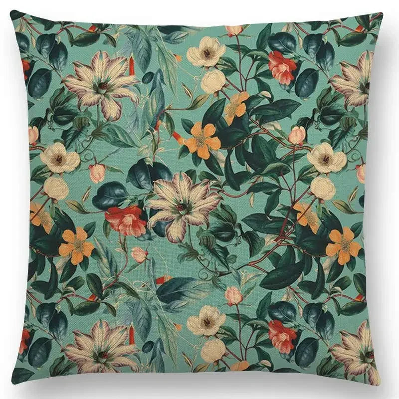 Axyaa Botanical Garden Floral Leaves Print Pillow Case Cover