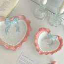 Axya Love Bow Jewelry Display Tray Ceramic Plate Wavy Edge Home Decor Props