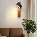 Axyaa Rotatable LED Wall Light Fixture, Black Travertine Finish, Pull Chain Switch