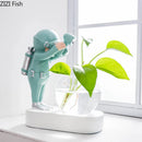 Axyaa Astronaut Diver Glass Vase with LED Light Desktop Decor and Flowers Hydroponics