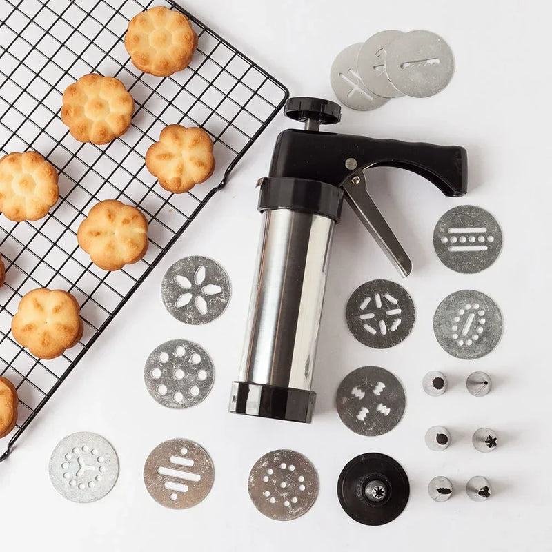 Axya Cookie Gun Set - Pastry Press Kit with Piping Nozzles