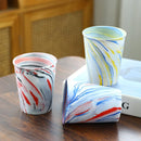 Axyaa Ceramic Pen and Ink Pattern Latte Coffee Cup - 300ml Retro Coarse Pottery Mug