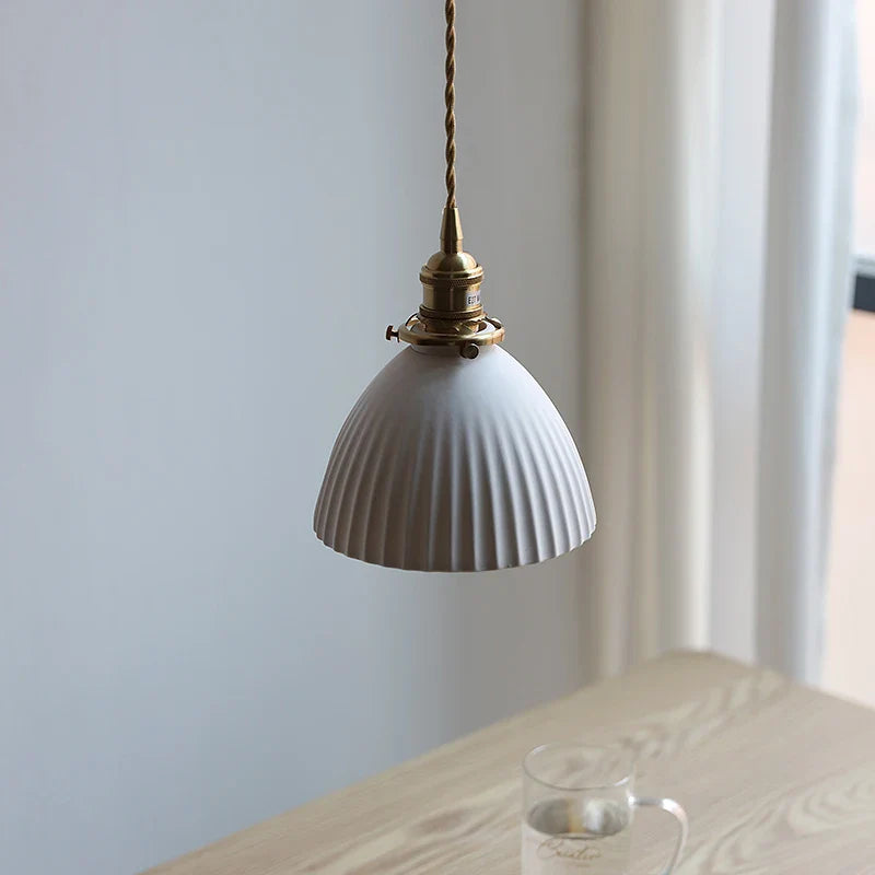 Axyaa Ceramic Shade LED Pendant Light - Japanese Style Bedroom Loft Fixture