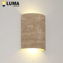 Axyaa Yellow Travertine Wall Lamp, Wabi-sabi Style LED Sconce for Home Decor