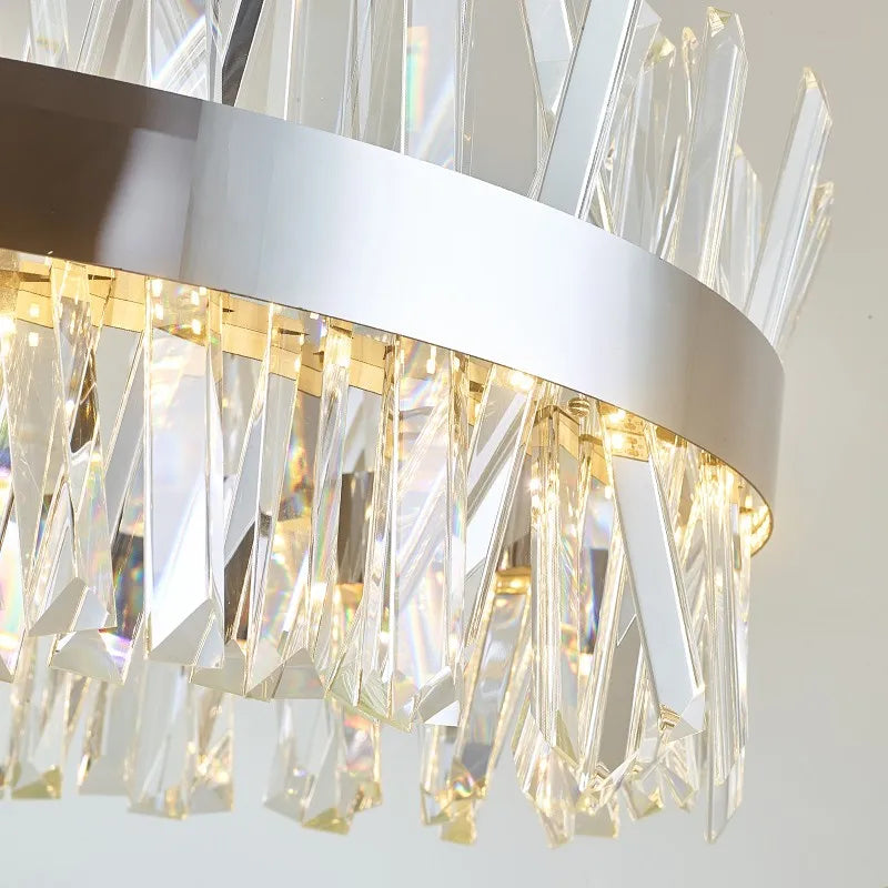 Axyaa Ring Crystal Chandeliers - Luxury LED Pendant Lights for Home and Restaurant