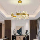 Axyaa Crystal Chandelier LED Light: Luxury C-Shape Hanging Fixture for Living Room, Bedroom, Kitchen.