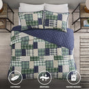 Axyaa Reversible Plaid Quilt Set - All Season Breathable Bedspread & Coverlet