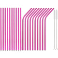 Axyaa Stainless Steel Straw Set - Straight & Curved Drinking Straws for Bar Parties