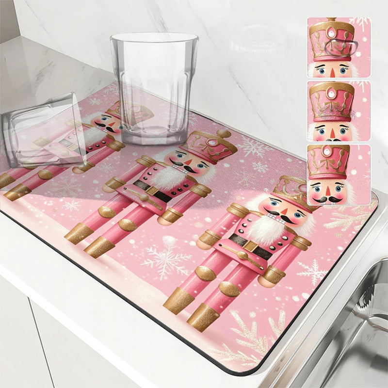 Axyaa Christmas Coffee Tablewear Drain Pad: Absorbent & Anti-Slip Drainer