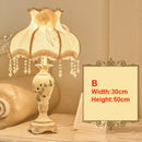 Axyaa Princess Style Bedside Lamp Retro Fabric Decor for Bedroom