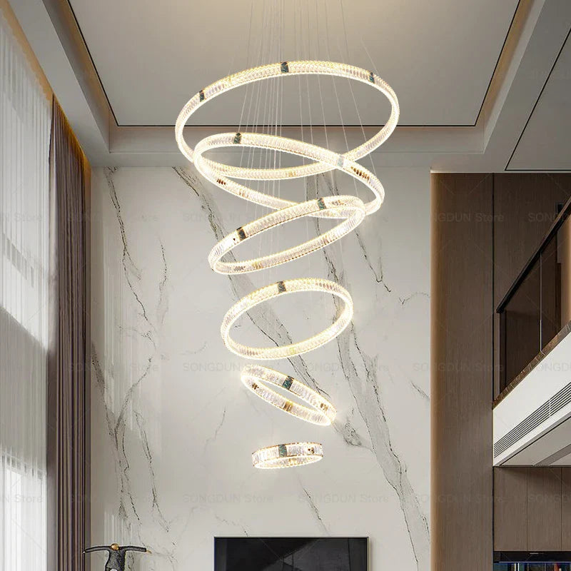 Axyaa Crystal Chandelier: Post-Modern Villa Livingroom Light for Elegant Ambiance