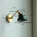 Axyaa Brass Swing Arm LED Wall Light Fixture with Pull Chain Switch, Modern Clear Glass Bedside Lamp