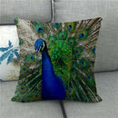 Peacock Linen Pillowcase by Axyaa: Vintage Animal Design for Sofa, Bed or Chair