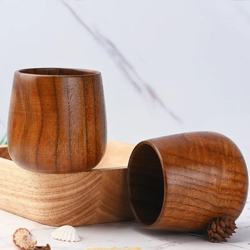 Axyaa Retro Jujube Wood Tea Cup 160ML High Quality Wooden Household Kitchen Supply