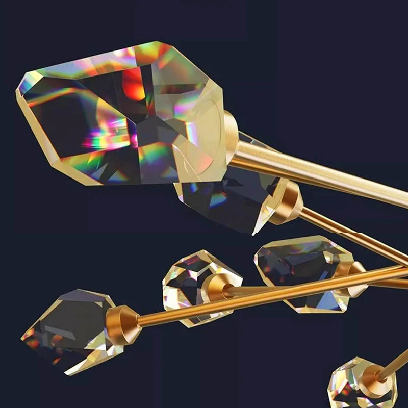 Axxya Crystal Chandelier: Luxury Living Room & Bedroom Pendant Light