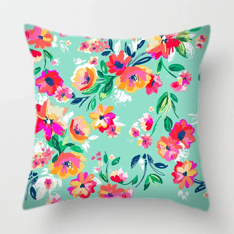 Tropical Plants Parrot Feather Cushion Cover for Sofa by Axyaa