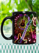 Axyaa Black Ceramic Guitar Coffee Mug, Perfect Gift for Friends