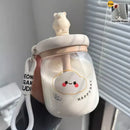 Axyaa Kawaii Jumbo Boba Water Bottle With Straw - Large Capacity Cute Stirring Cup