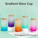 Axyaa Gradient Glass Cup with Lid - High Borosilicate Juice Beer Milk Bubble Tea Cup