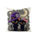 Axyaa Halloween Pillow Cover 45x45 - Pumpkin Owl Cat Spider Sofa Cushion Decor