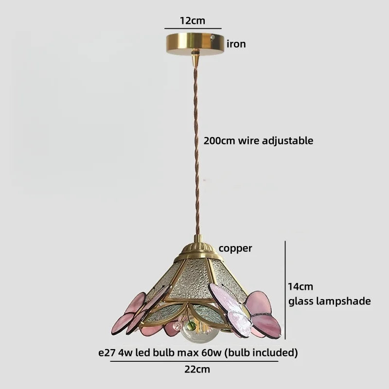 Axyaa White Blue Ceramic LED Pendant Lamp Retro Gold Brass Hanging Light