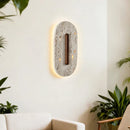 Axyaa Cave Stone Headboard with Wabi Sabi Aesthetics and Wall Lamp