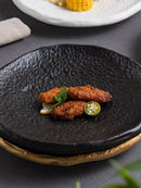 Axyaa White Gold Ceramic Stone Pattern Sushi Plate - Molecular Cooking Specialty Tableware