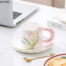 Axya Hand-painted Flower Ceramic Mug Set - Set of 2