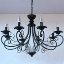 Axyaa Vintage Wrought Iron Chandelier Black Beige Metal Hanging Lamp