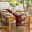 Axyaa Red Maple Swan Lake Table Runner for Home Decoration