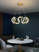Axyaa Modern Gold/Black Ring Chandelier for Home Decor, 58W LED Pendant Light