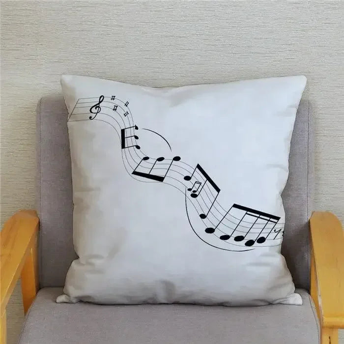Axyaa Cartoon Sheet Music Printed Cushion Cover for Bedroom and Living Room