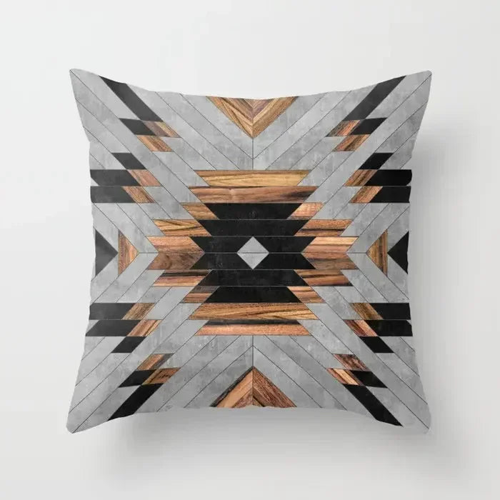 Axyaa Wood Texture Marble Pillowcases - Geometric Cushions Case for Home Decor