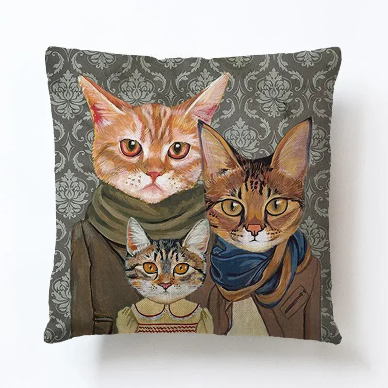 Axyaa Cartoon Animal Linen Pillowcase for Home Sofa Decor