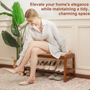 Axyaa Shoe Bench with Leather Cushion: Waterproof, 550LBS Capacity Shoe Rack